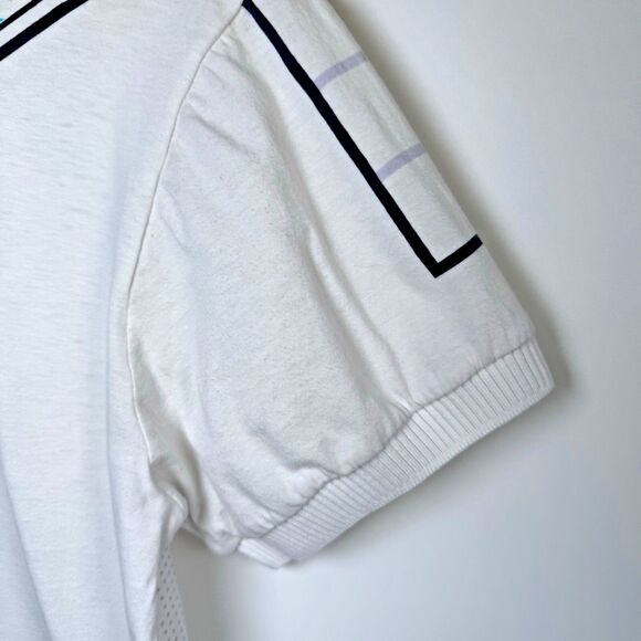 Le Coq Sportif Futuriste Polo Shirt Mens Small White Geometric Made in Japan - Picture 7 of 11